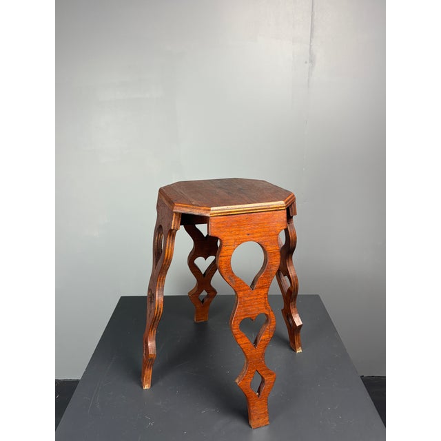 Mid-Century Modern French Artisanal Octagonal Hand Crafted Stool, 1950s For Sale - Image 3 of 12