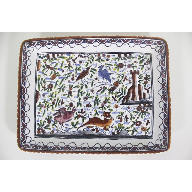 Vintage Portuguese Ceramic Plate Hand Painted For Sale - Image 4 of 9
