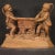 Great Austrian sculpture from the 20th century. Terracotta vase carried by two children on an octagonal base. Oriental-...