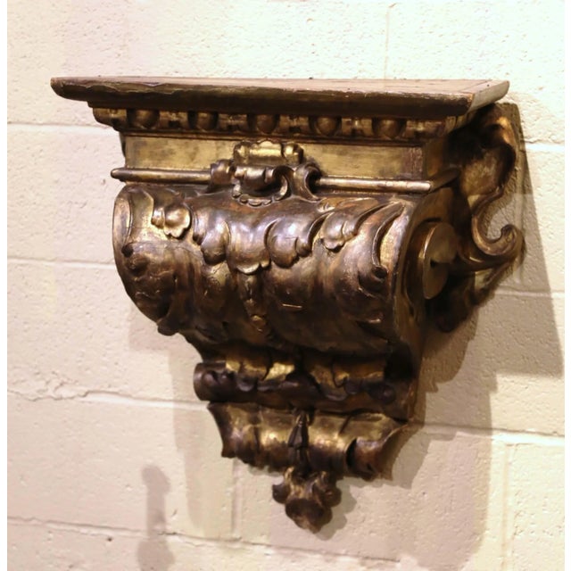 Make a dramatic statement with this impressive antique wall bracket console from Italy. Crafted circa 1760, the...