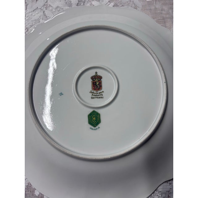 1950s Vintage Hand-Painted Bavaria Floral Plate with Gold Trim For Sale - Image 11 of 11