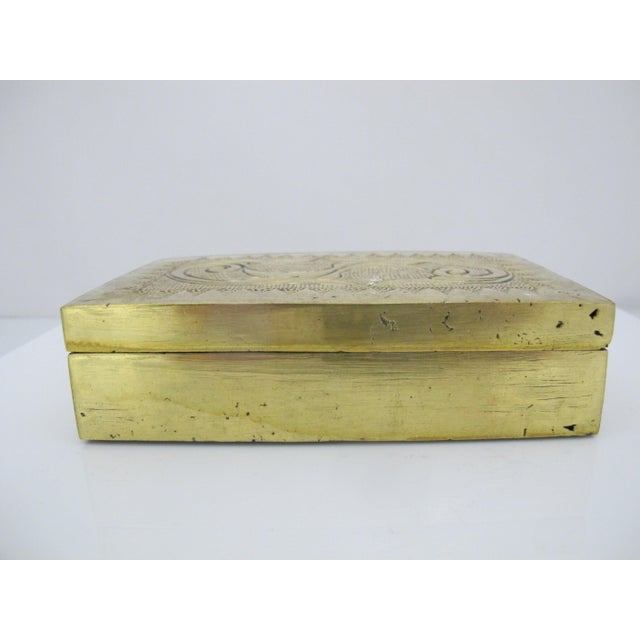 Vintage Betel Nut Engraved Scroll Brass Philippines Snuff Box Pair For Sale - Image 4 of 11