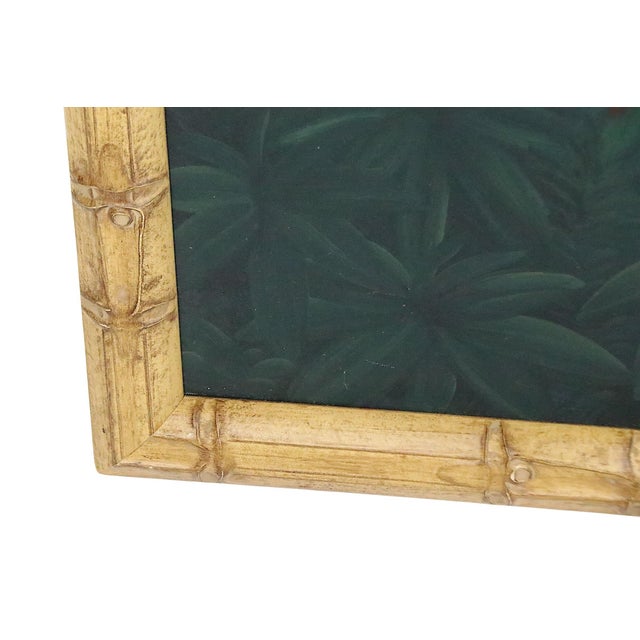 Large Vintage Painting on Canvas Depicting Two Macaws in Lush Tropical Setting C 1970/80's For Sale - Image 11 of 12