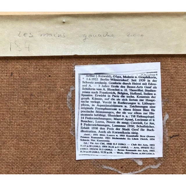 White Olga Reiwald, Hands, Gouache on Paper For Sale - Image 8 of 9