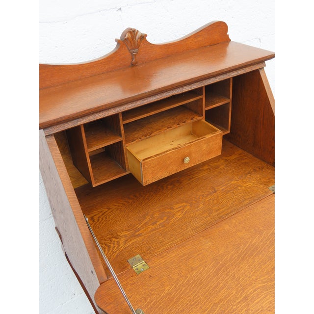 Early 1900s Solid Oak Small Secretary Desk 6669 For Sale - Image 10 of 18