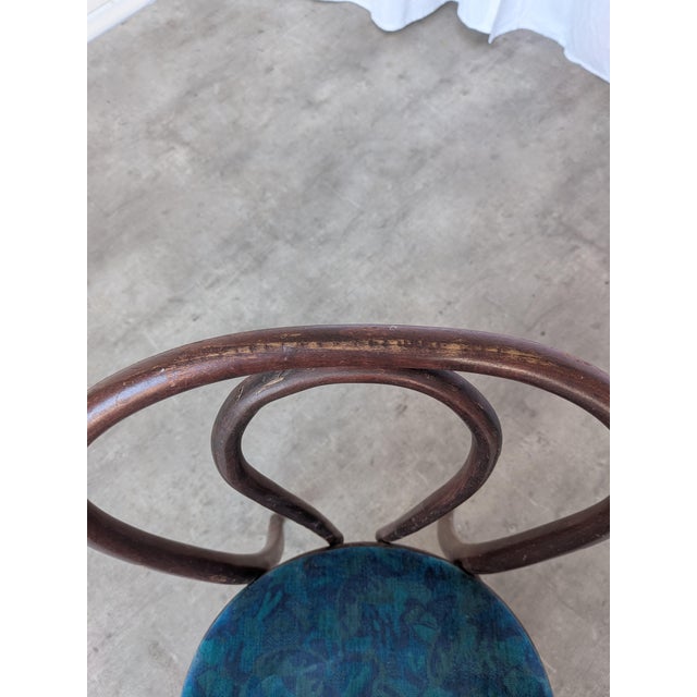 Blue Vintage Bentwood Dining Chair with Upholstered Seat, 1970s For Sale - Image 8 of 14