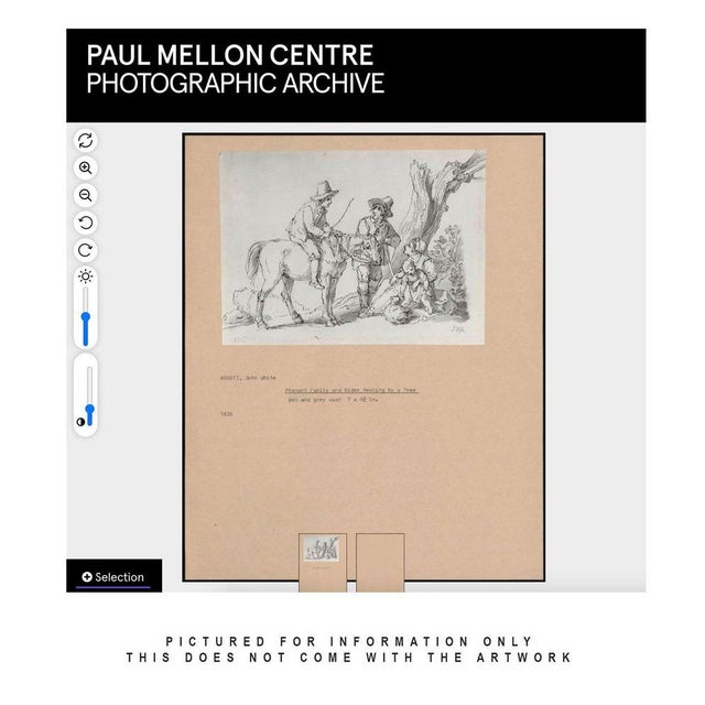 John White Abbott, Peasant Family & Rider by a Tree, 1836, Ink & Wash For Sale - Image 6 of 7