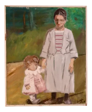 Sonja, Mother and Child, 1950s, Oil Painting, Framed