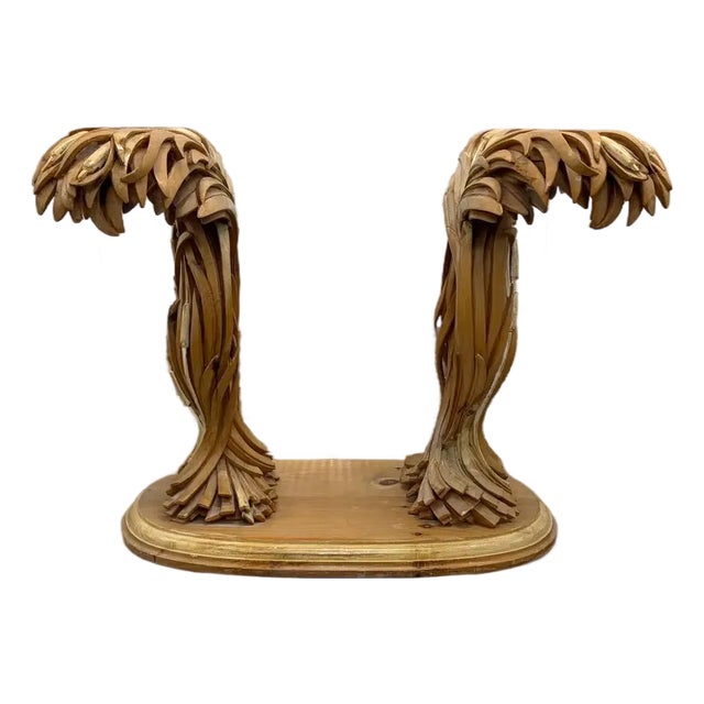 1960s Attributed to Bartolozzi and Maoli Hand Carved Willow and Cattails Dining Base Italy For Sale