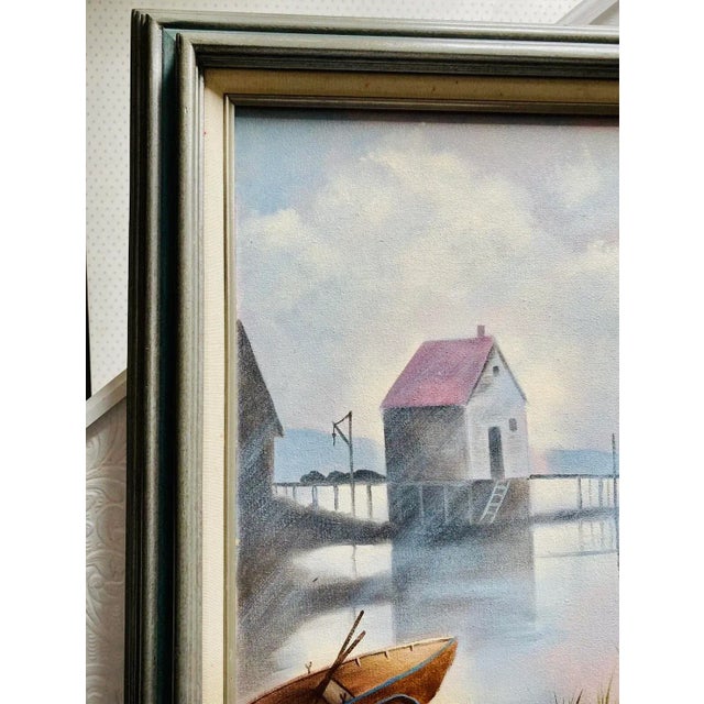 American Sharon Bloom 1992 New England Style Window Scene Framed Oil Painting For Sale - Image 3 of 12