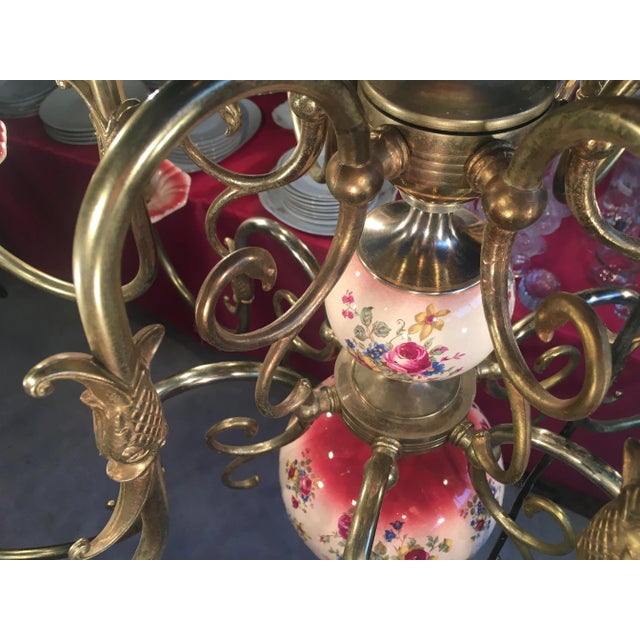 1950s Large 12-Light Ceramic Chandelier, 1950s For Sale - Image 5 of 18