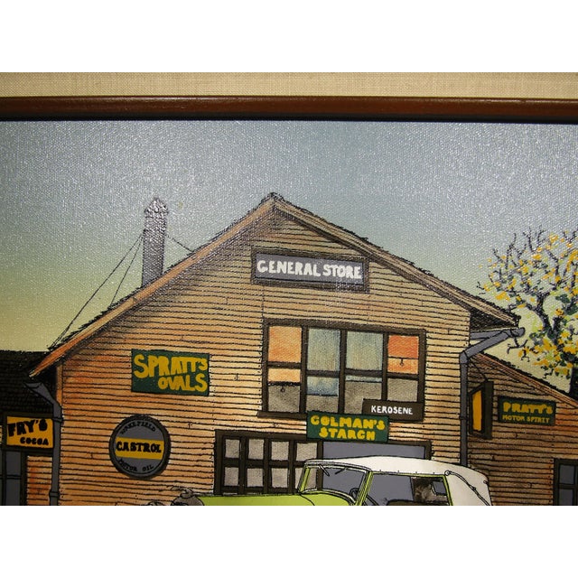 1980s H. Hargrove Serigraph Oil Painting on Canvas Antique Car, General Store, Framed For Sale - Image 5 of 9
