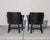 1950s Pair of Vintage Black Vinyl Barrel Back Club Armchairs With Nailhead Trim For Sale - Image 5 of 15