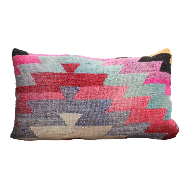Turkish Kilim Decorative Pillow Cover - 14"x23" For Sale
