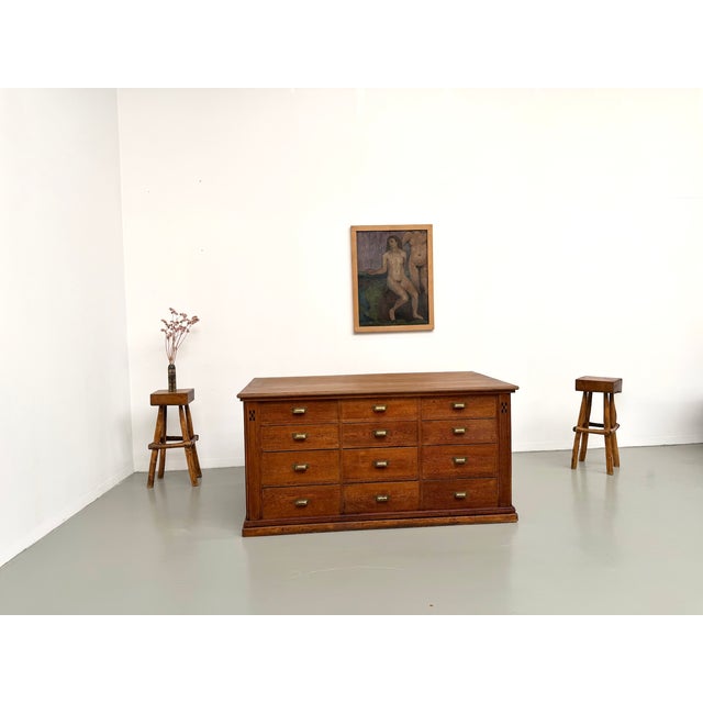 Double-Sided Oak Shop Counter, 1890s For Sale - Image 4 of 18