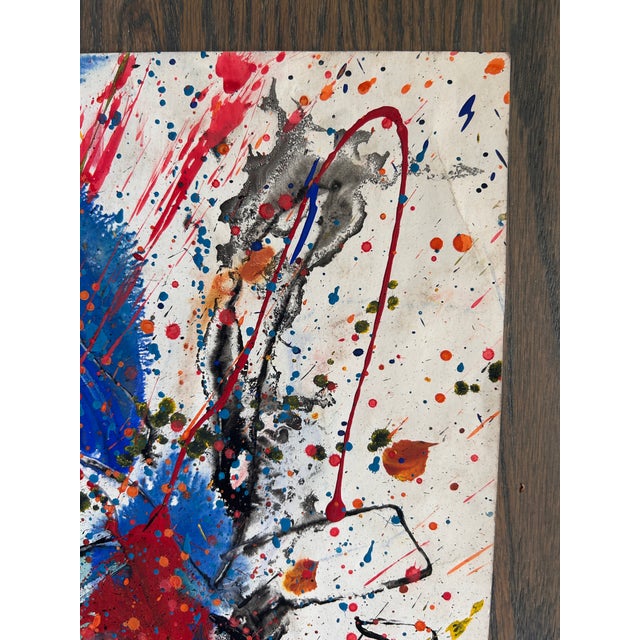 1970s Hendrik Grise Vintage Original Abstract Expressionist Painting on Paper For Sale - Image 5 of 5