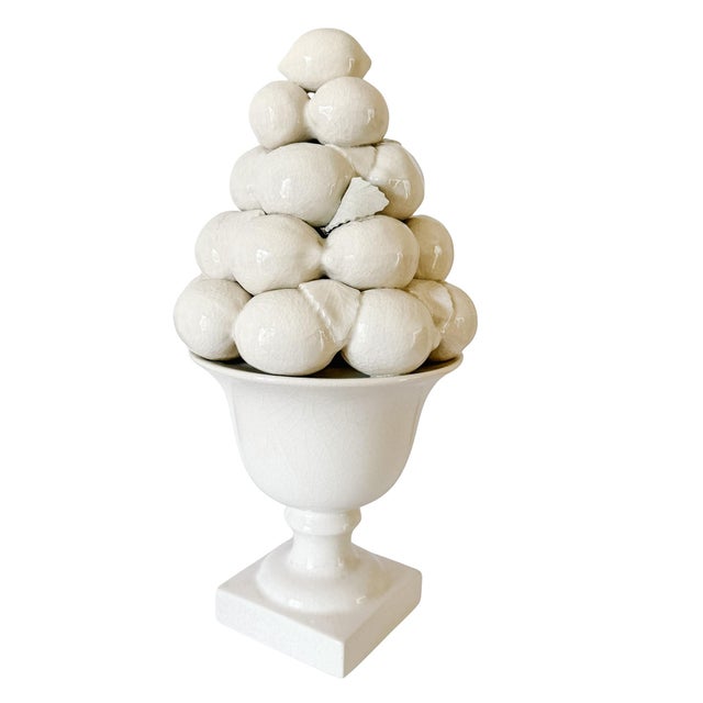 Vintage Portuguese Creamware Crackle Glaze Lemon Topiary for for Great City Traders San Francisco For Sale - Image 4 of 13