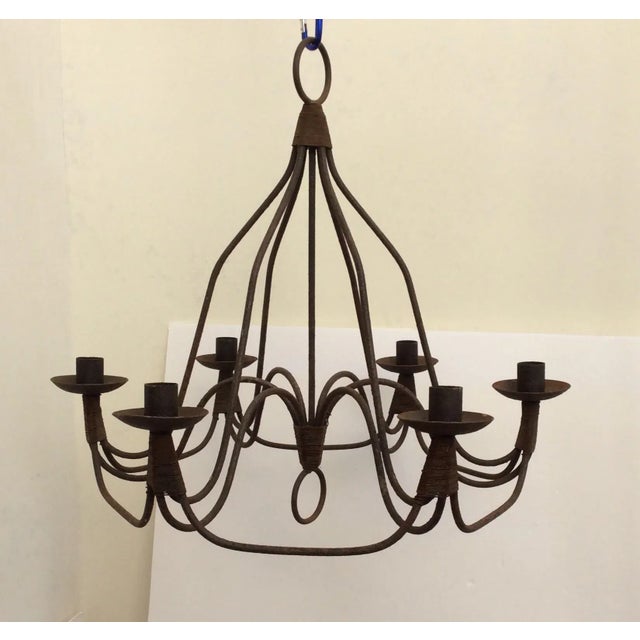 Vintage Rusty Candle Chandelier For Sale In San Antonio - Image 6 of 10