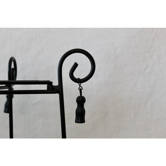 Vintage Painted Metal Three Tier Plant Stand Tassel Detail Mid Century For Sale - Image 4 of 10