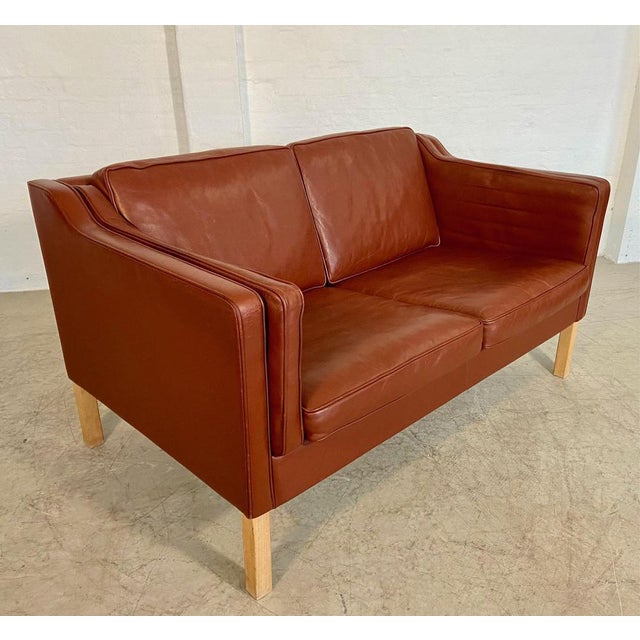Mid-Century Danish Cognac Leather 2-Seater Sofa from Mogens Hansen For Sale - Image 11 of 18