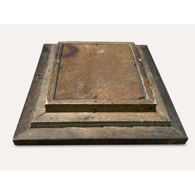 Brown Antique Black Forest Carved Wood Frame With Original Sepia Protrait Photograph, Ansonia Ct Studio, Deep Profile Frame For Sale - Image 8 of 10