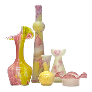 Flora-Inspired Mixed Pink & Yellow Vessel Curation - Group of 5