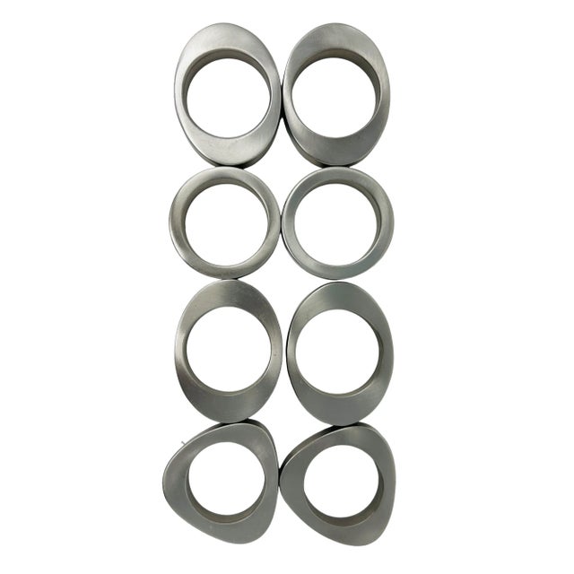 Vintage Pottery Barn Solid Stainless Steel Napkin Rings a Set of 8 3 Different Shapes Average Dimensions L 2.25" W 1.75" H...