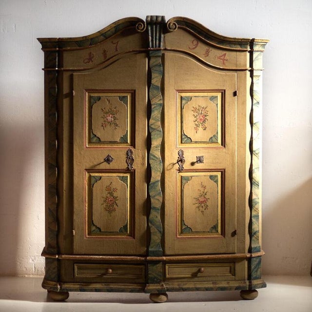 Baroque Wardrobe in Painted Pine, Central Europe, 1794 For Sale - Image 6 of 6