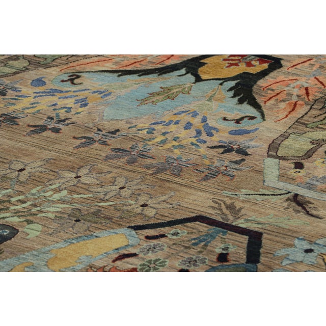 Rug & Kilim Rug & Kilim’s Persian Style Rug in Beige With Polychromatic Floral Patterns For Sale - Image 4 of 7