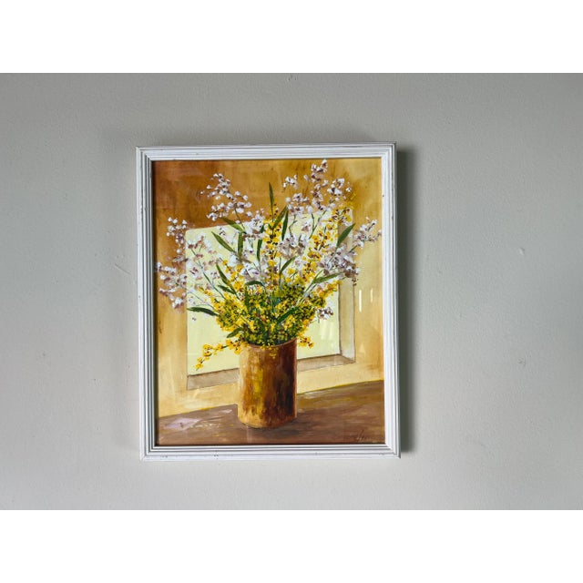 90's Vintage Still Life Oil - Watercolor Painting, Signed For Sale - Image 4 of 12