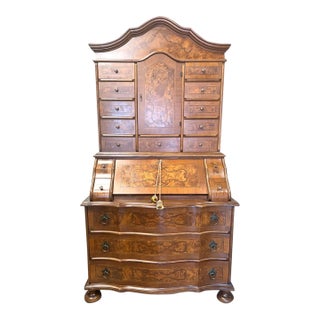 Fine 20th Century Marquetry Inlay Italian Secretaire For Sale