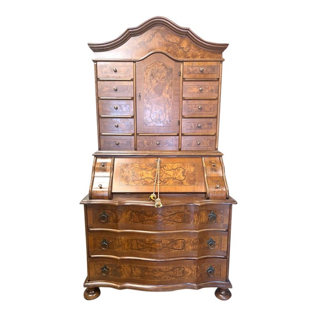 Fine 20th Century Marquetry Inlay Italian Secretaire For Sale