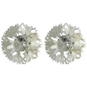 Circa 1968 Venini Esprit Series Style Murano Sconces or Flush Mounts - a Pair