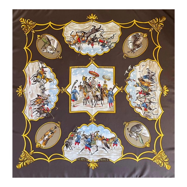 Hermès Silk Scarf “Les Chevaux Des Moghols” 1997 For Sale