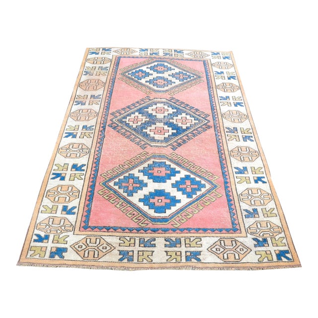 1960s Vintage Turkish Handmade Rug For Sale
