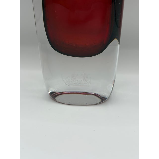 Mid-Century Modern Rare Vintage Orrefors Expo Cased Glass Vase, Nils Landberg Red Art Glass For Sale - Image 3 of 6