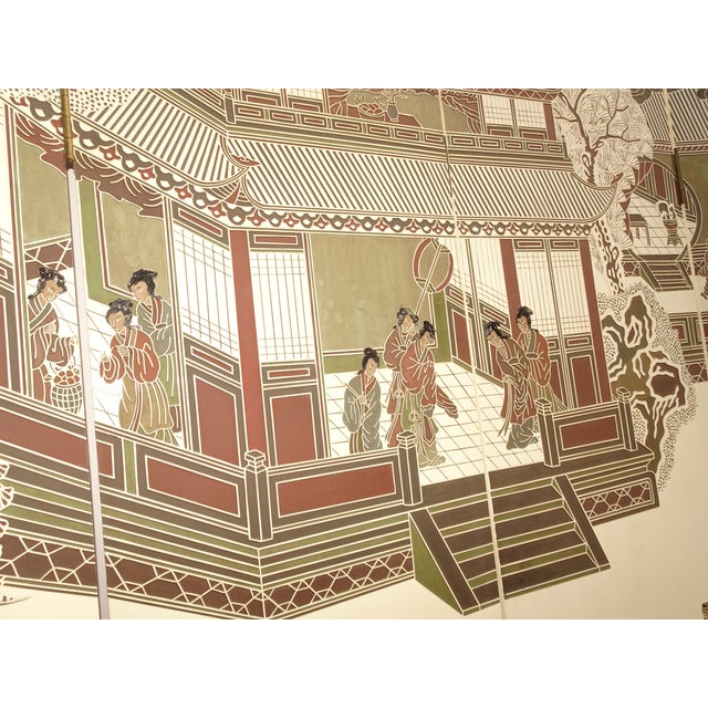 Six Panel Screen Coromandel Chinese Asian White Lacquer Room Divider