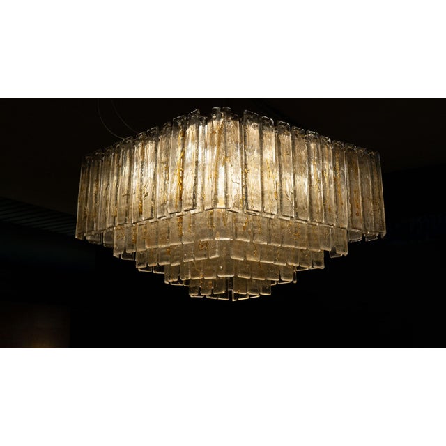 Gold Large Handcrafted Murano Glass Prism Waterfall Chandelier, 1970s For Sale - Image 8 of 16