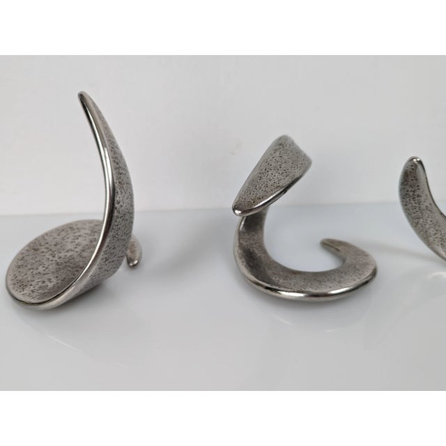 Silver Abstract Steel Sculptures, Set of 4 For Sale - Image 8 of 11
