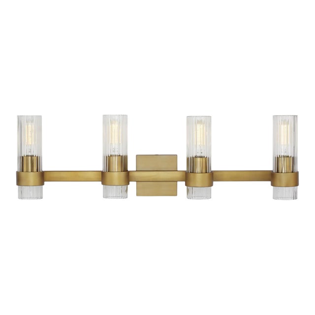 Chapman & Myers by Visual Comfort Studio Geneva 4 - Light Vanity, Brass For Sale