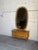 Mid-Century Modern Vintage Danish Oak Entryway Console Table & Oval Mirror Set With Brass Details For Sale - Image 3 of 10