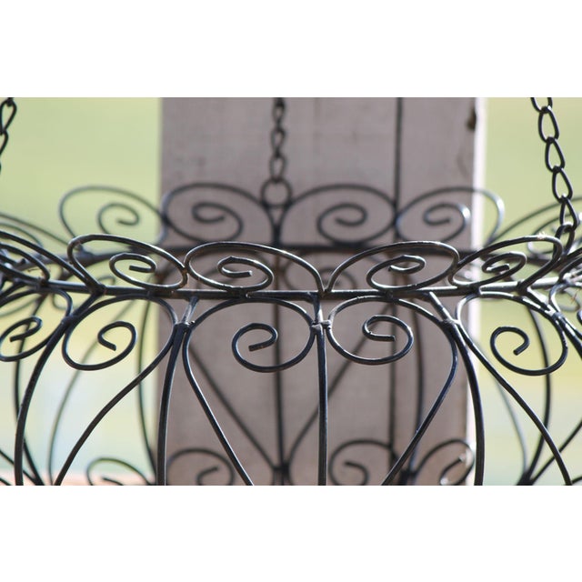 Large, Vintage, Enameled Steel, Scrolled Hanging Planter For Sale - Image 6 of 9
