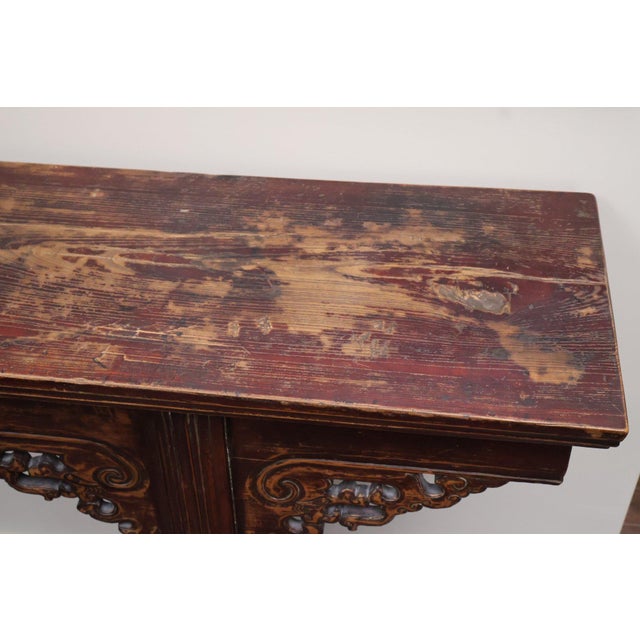 Wood Authentic 19th-Century Chinese Qing Dynasty Dragon Altar Console Table For Sale - Image 7 of 8
