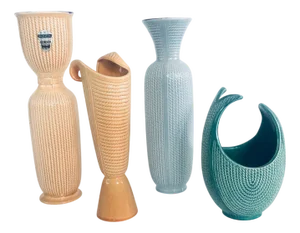 Keralux Studio Dart Vase Set by Ernest Dhossche for Boch Freres, Belgium, 1956, Set of 4