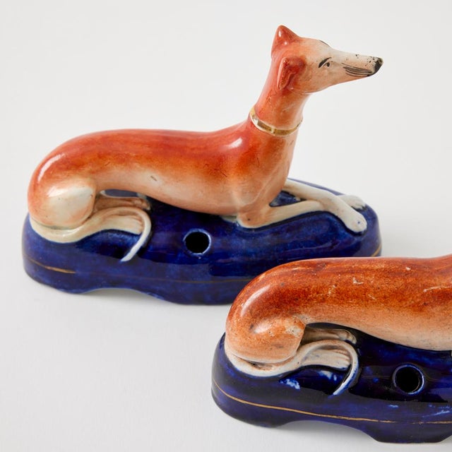 Ceramic Pair of 19th Century Staffordshire Whippet Pen Holders For Sale - Image 7 of 7