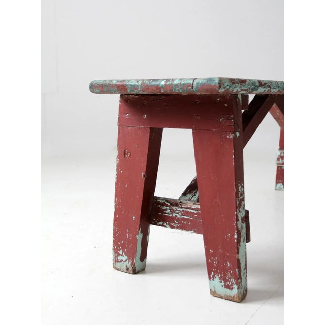 Antique Primitive Painted Bench For Sale - Image 12 of 13