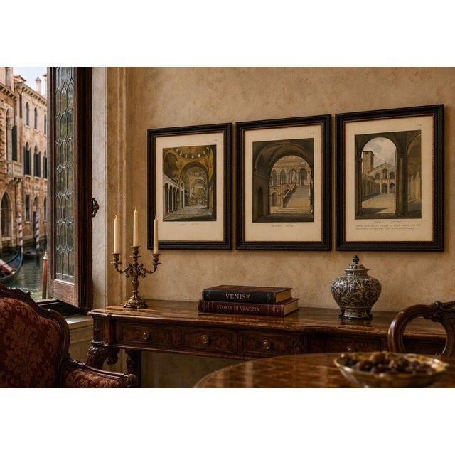 After Camille Bonnard, Venetian Interior & Architectural Views, 1845, Set of 3 For Sale - Image 6 of 9