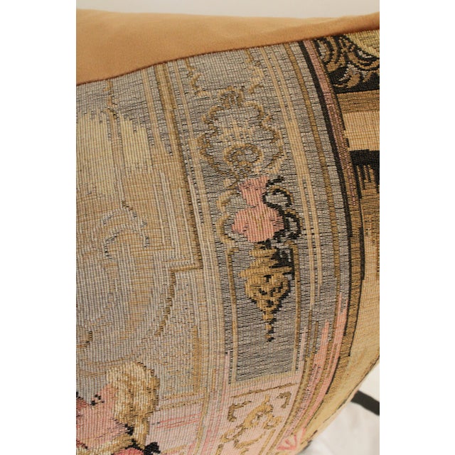 Late 19th Century 19thC. Custom Toile French Tapestry Pillow 27" Feather Down Insert For Sale - Image 5 of 6