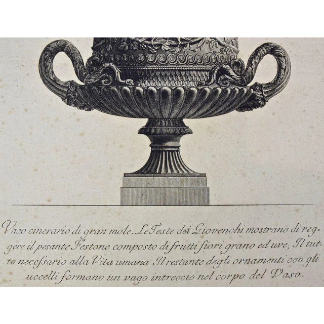 18th Century Ancient Roman Marble Vase: 18th C. Etching Vaso Cinerario Di Gran Mole by Giovanni Piranesi, 1768-1778 For Sale - Image 5 of 5