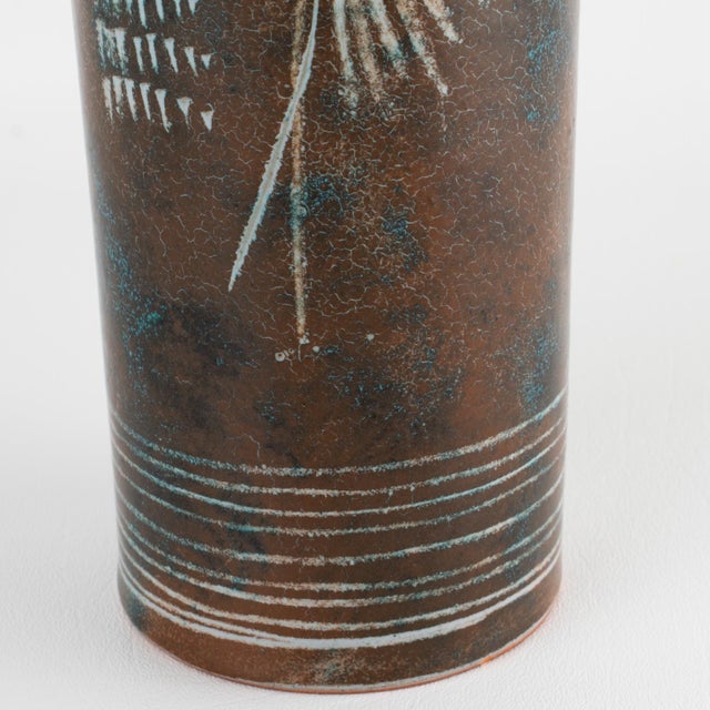 Brown Yvon Roy for Atelier Montgolfier Glazed Terracotta Ceramic Vase, circa 1950 For Sale - Image 8 of 10